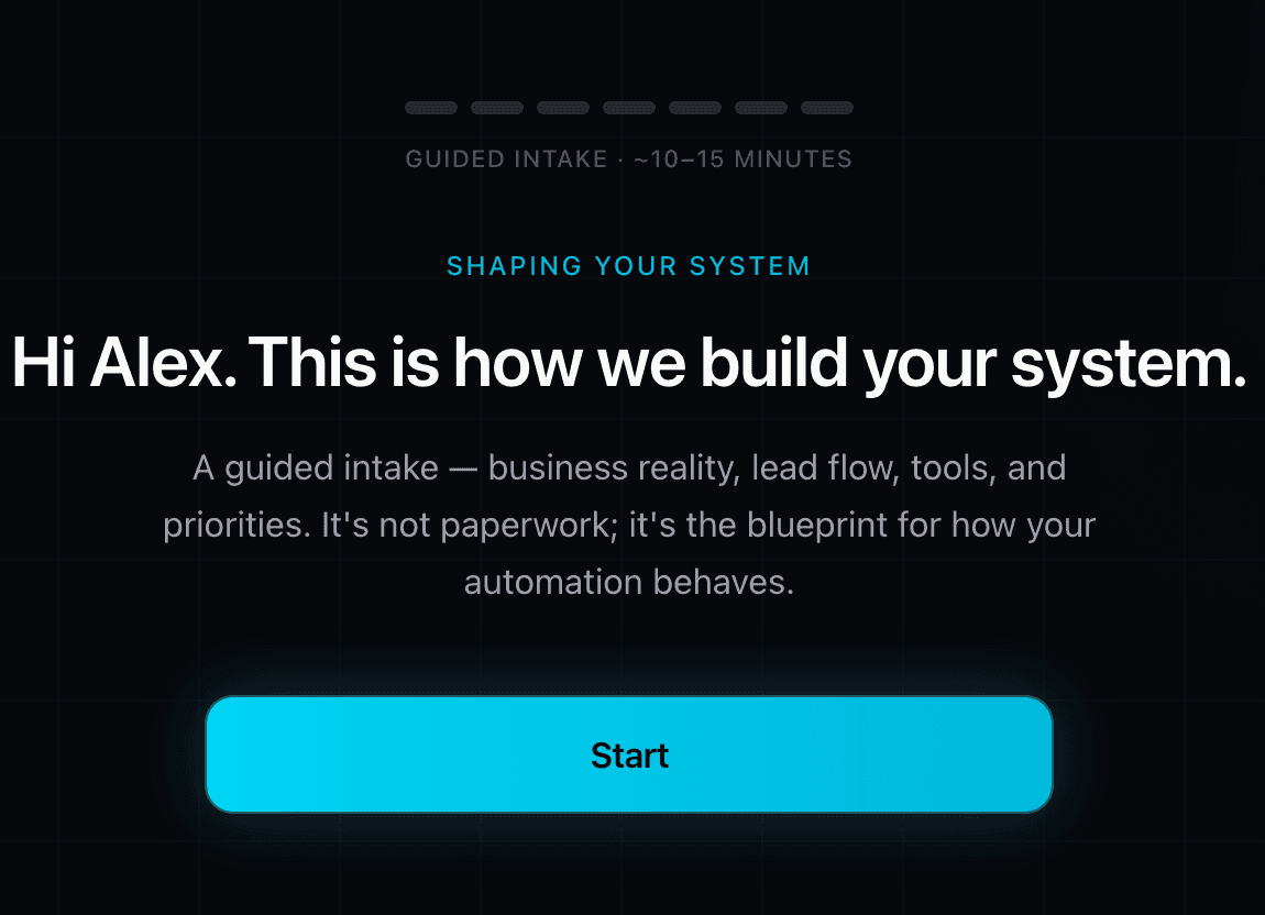 Discovery intake form preview
